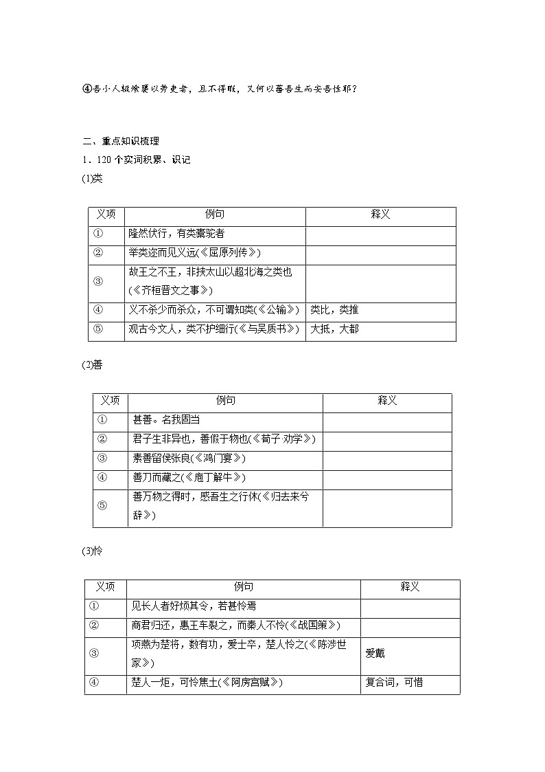 高考语文一轮复习 课内文言文挖空训练《种树郭橐驼传》（原卷版）第3页