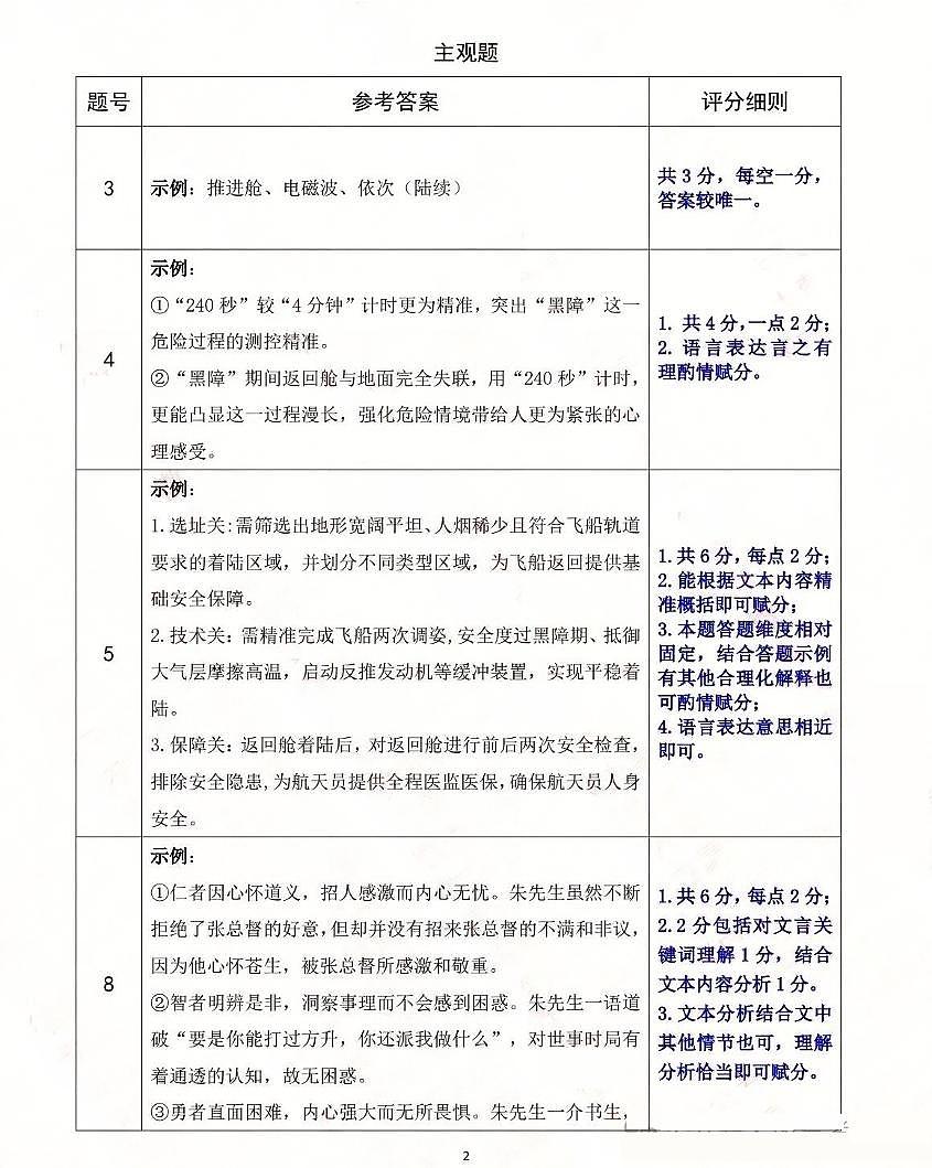 呼和浩特市2026年高三年级第一次模拟考试 语文答案第2页