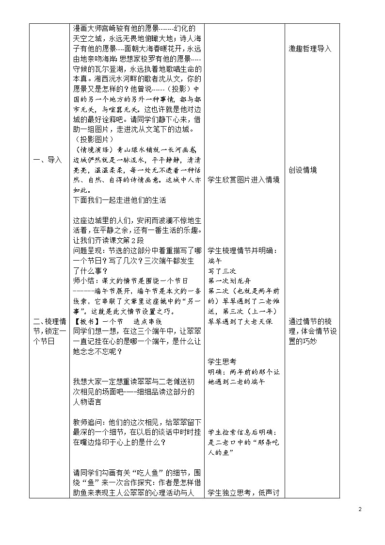 《边城》 教案02
