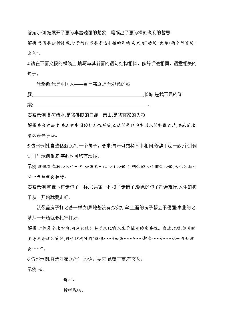 语文（课标版）冲刺高考二轮复习专题能力训练十七　仿用句式02
