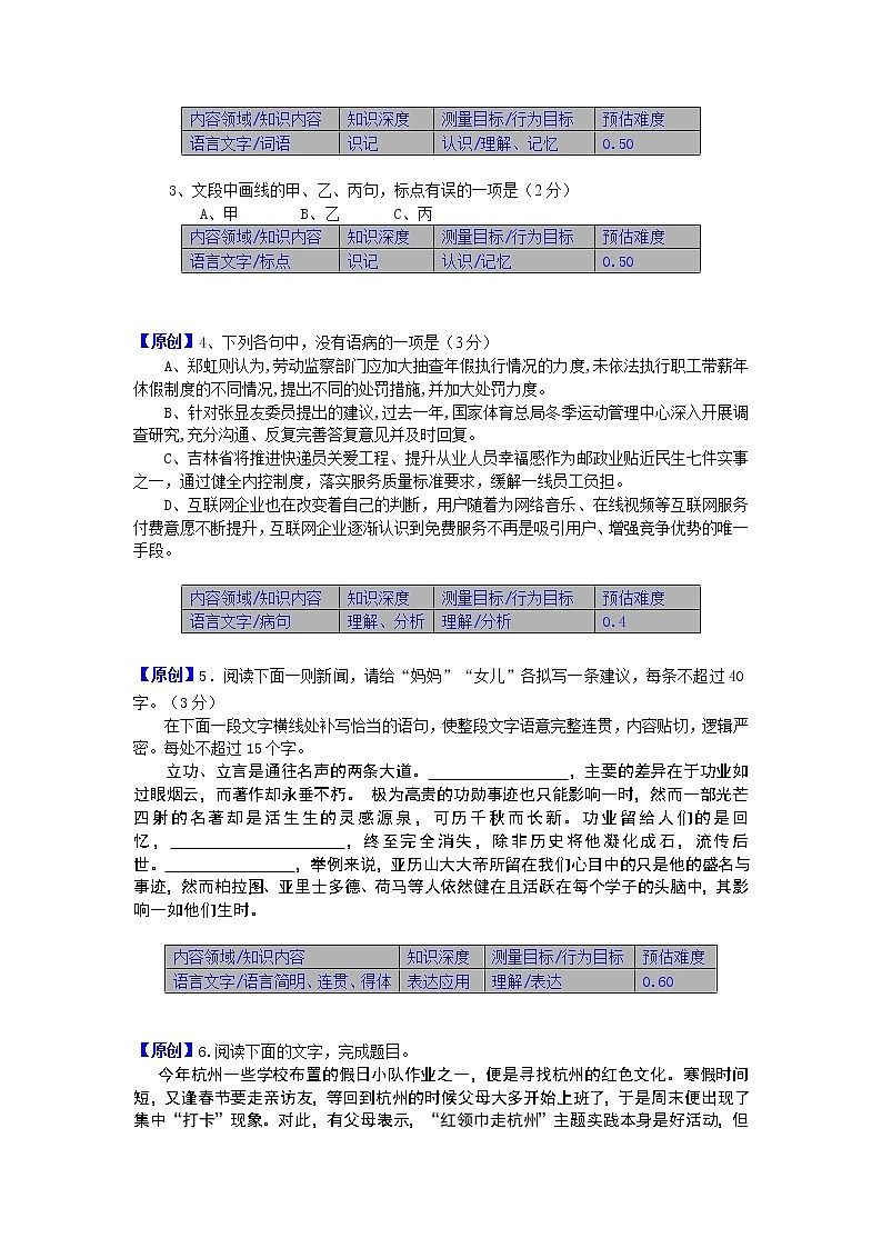 2019届浙江省杭州市高考命题比赛模拟（十五）语文试卷（word版）02