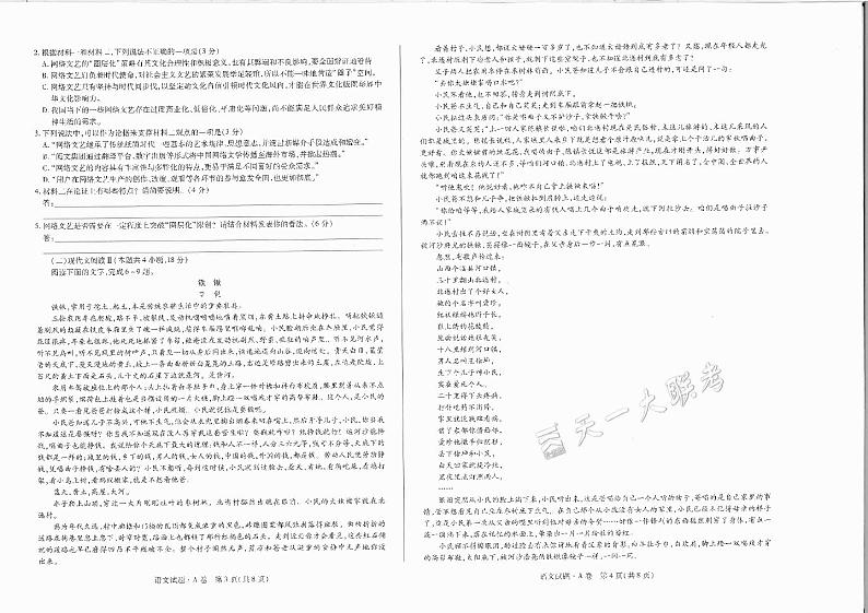 【2020】天一《临考密押点睛卷》（理科）语文A第2页