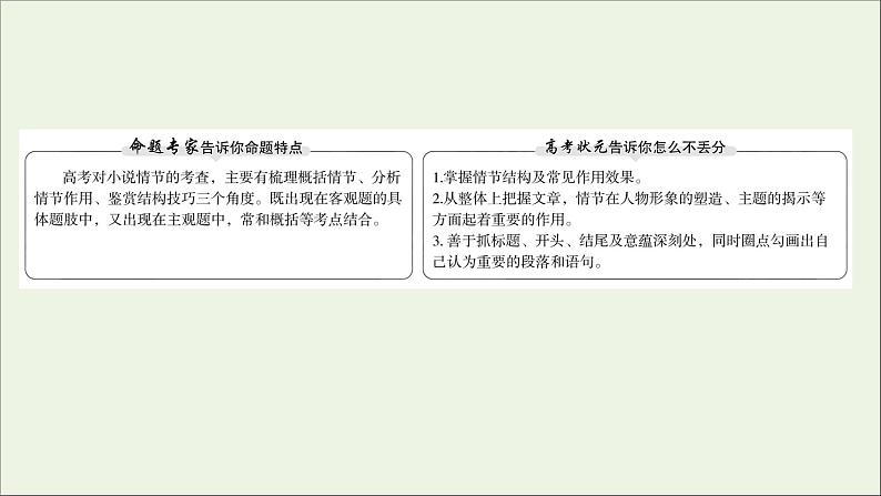 2021版高考语文总复习第一部分现代文阅读第三章文学类文本阅读第一节小说阅读第2讲考点突破学案1分析情节课件新人教版02