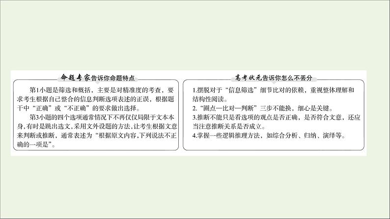 2021版高考语文总复习第一部分现代文阅读第一章论述类文本阅读第2讲考点突破学案1信息筛选、概括与推断课件新人教版02