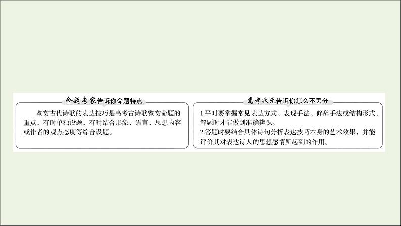 2021版高考语文总复习第二部分古诗文阅读第二章古代诗歌鉴赏第2讲考点突破学案3鉴赏表达技巧课件新人教版02