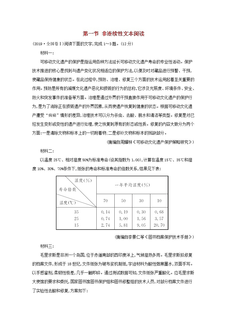 2021版高考语文总复习第一部分现代文阅读第二章实用类文本阅读第一节非连续性文本阅读典题范例（含解析）新人教版01