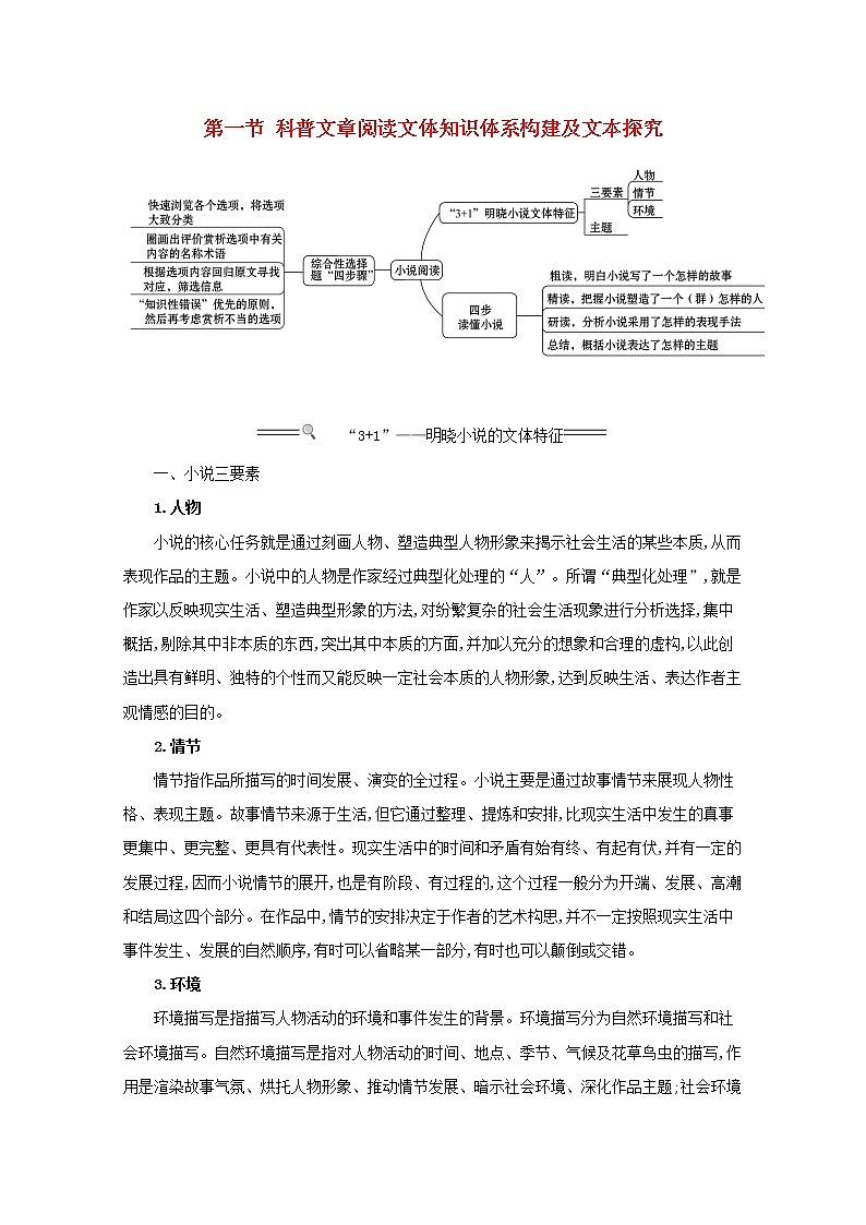 2021版高考语文总复习第一部分现代文阅读第三章文学类文本阅读第一节科普文章阅读文体知识体系构建及文本探究素材新人教版 试卷01