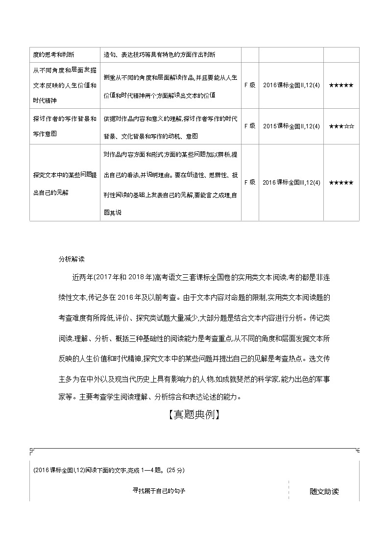2019届高考语文二轮专题复习教案：专题十五实用类文本阅读·传记02