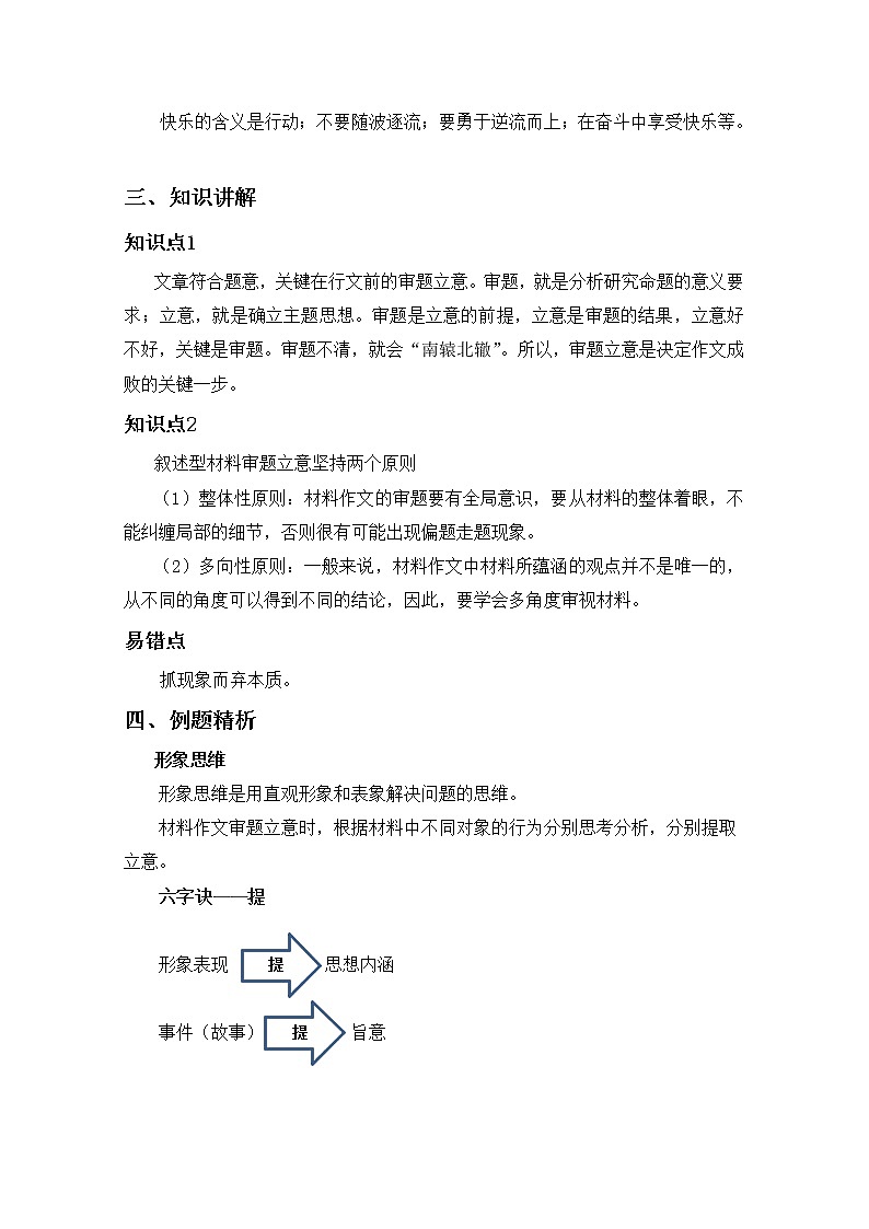 2019届人教版高三语文二轮复习专题教案：作文审题立意-提教案Word版02