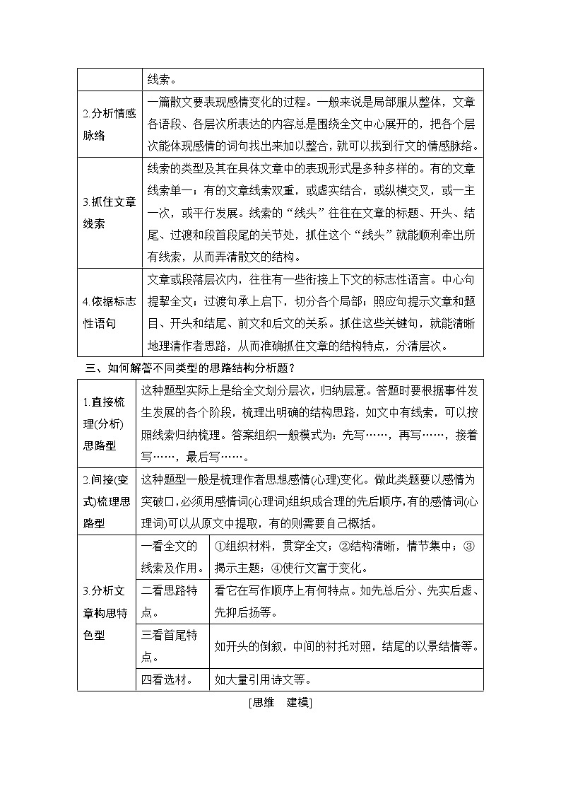 2020版高考语文新大一轮浙江版教师用书：专题四学案二　分析散文结构鉴赏表达技巧02