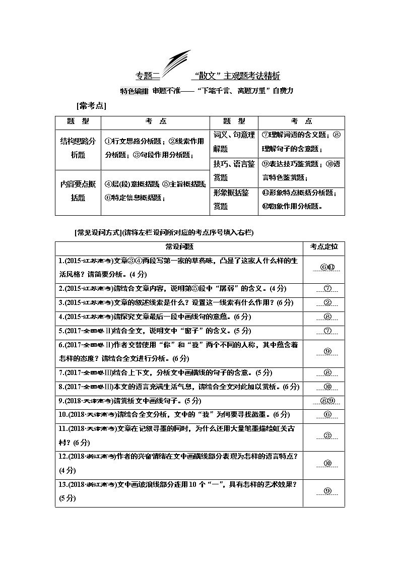 2020版高三语文一轮复习江苏专版讲义：第三板块专题二“散文”主观题考法精析01