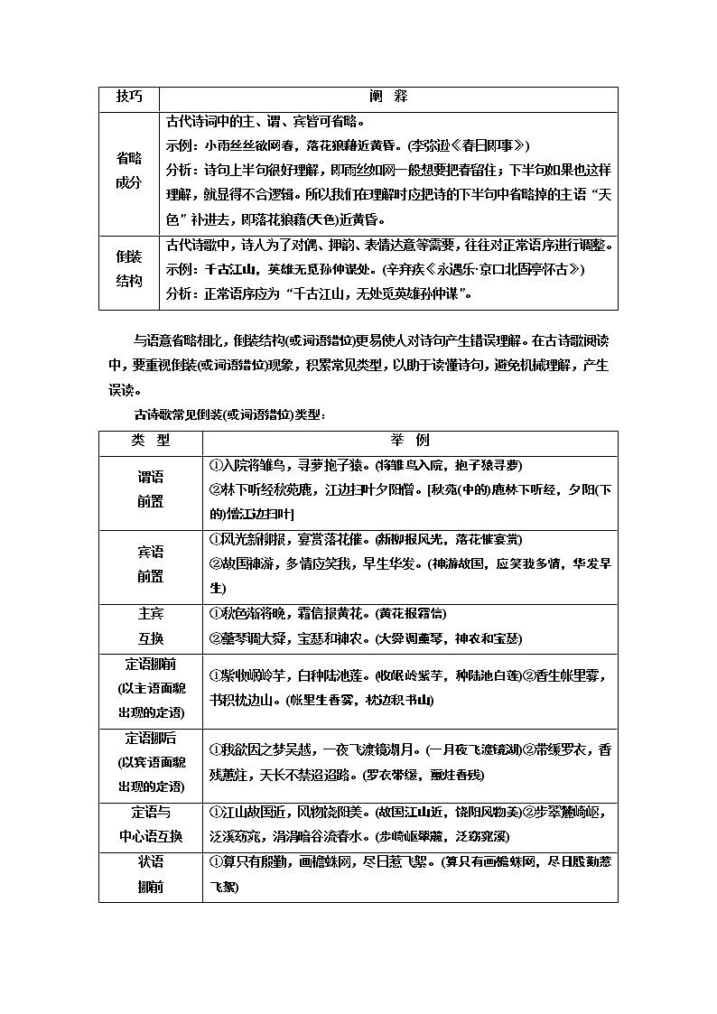 2020版高考创新一轮复习语文通用版讲义：分册一专题二古诗歌阅读增分方案第三步第1讲读诗技法和选择题的解法03
