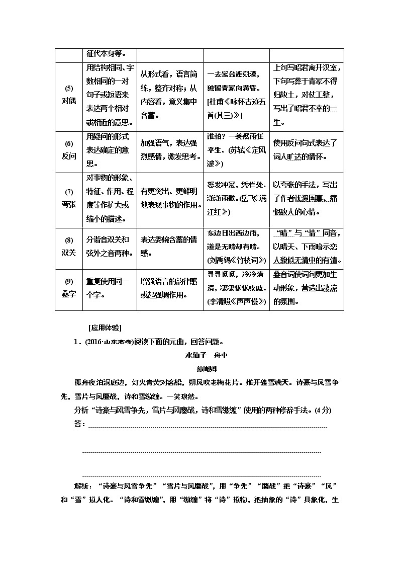 2020版高考一轮复习语文新课改省份专用学案：第四模块专题二第一编第1讲　诗歌之“内组”——3个层面解构诗歌基本内蕴03