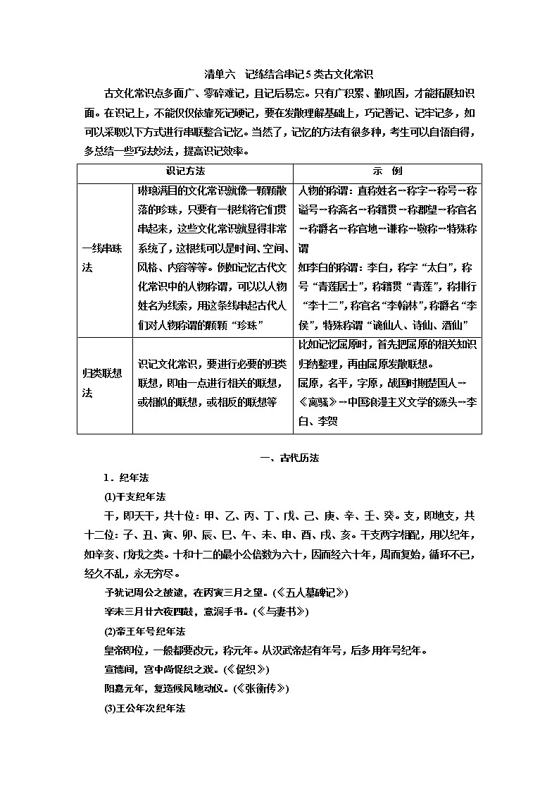 2020版高考一轮复习语文新课改省份专用学案：第四模块专题一微积累——学语文在平时清单六第1页