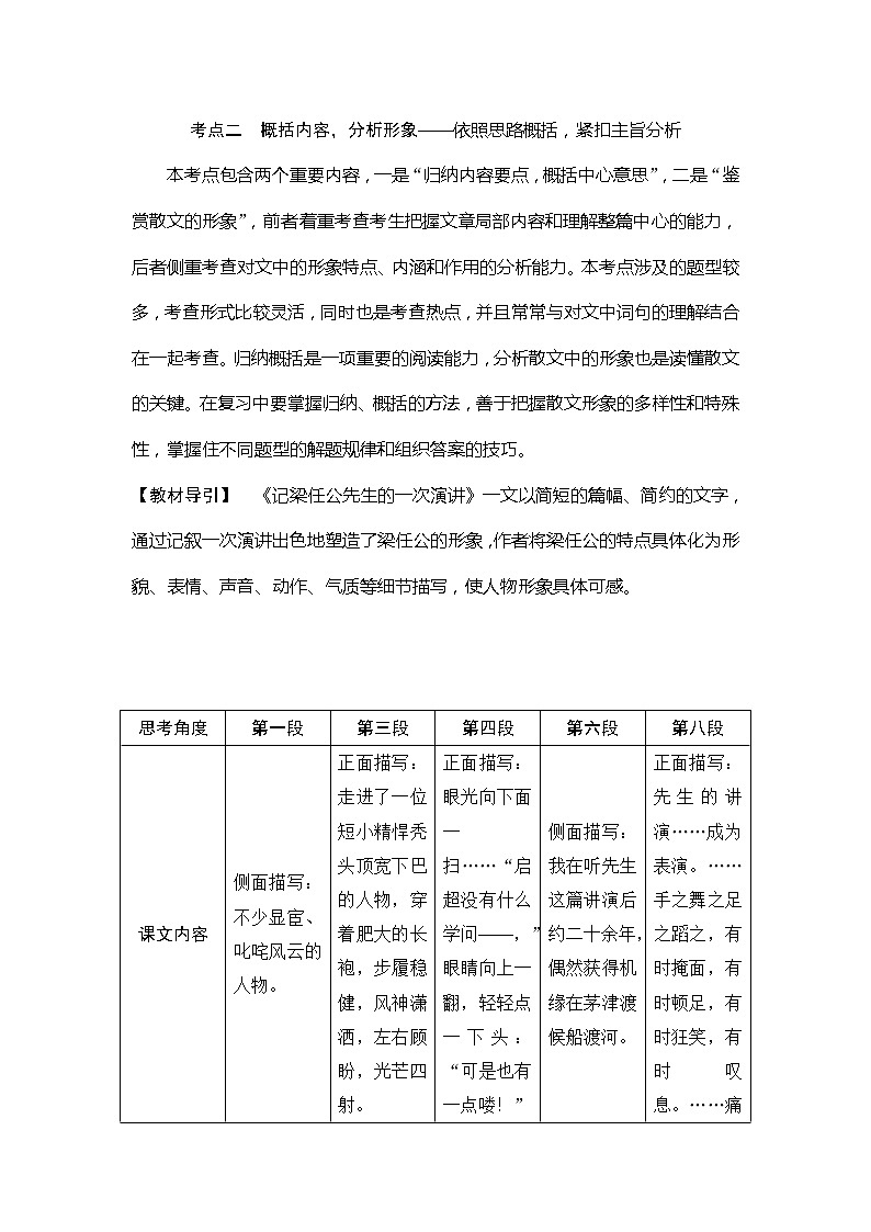 2020版高考语文新大一轮通用版教师用书：专题三（二）考点二概括内容分析形象01