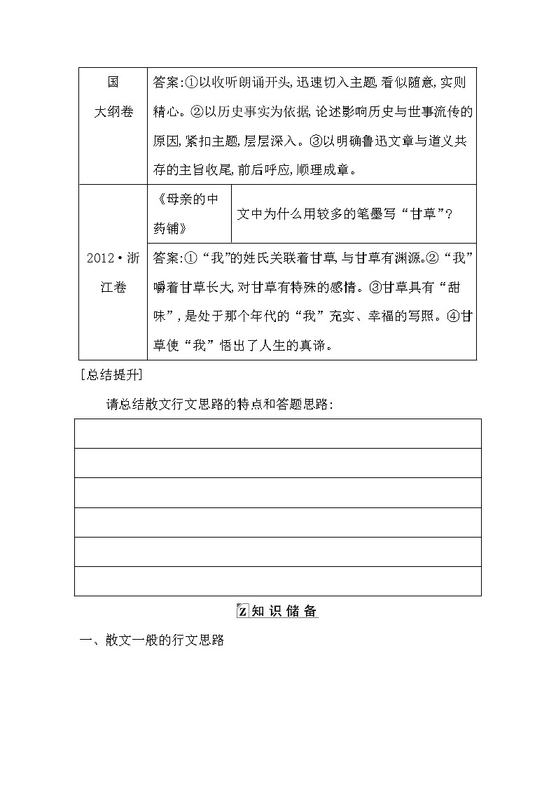 2021高考语文人教版一轮教师用书：专题五　文学类文本阅读·散文学案3.1分析行文结构02