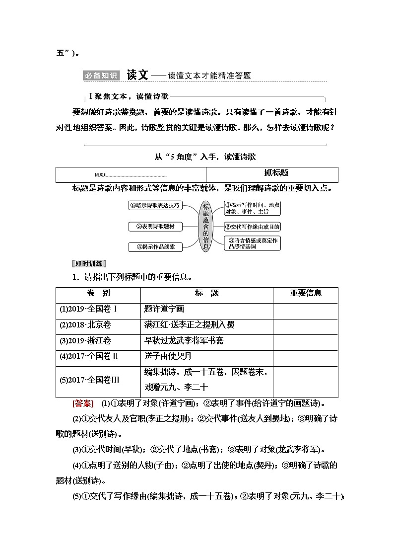 2021版新高考语文一轮鲁琼京津教师用书：第2部分专题4古代诗歌鉴赏Ⅰ聚焦文本读懂诗歌02