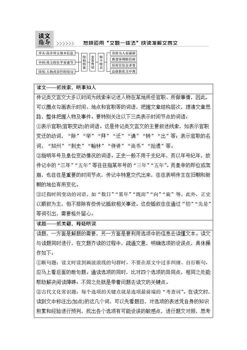 2021届新高考语文一轮总复习教学案：文言文阅读读文指导怎样运用“文题一体法”快读准解文言文02