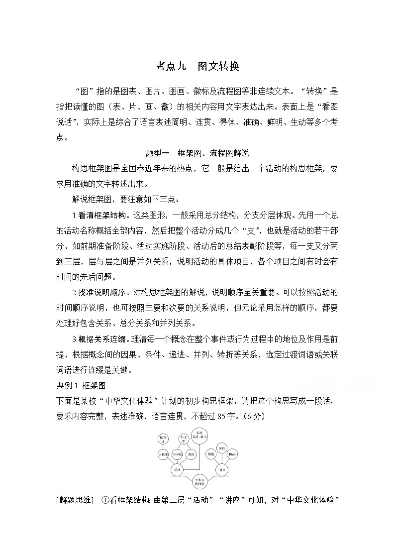 2021届新高考语文一轮总复习教学案：语言文字运用专题二考点九图文转换第1页