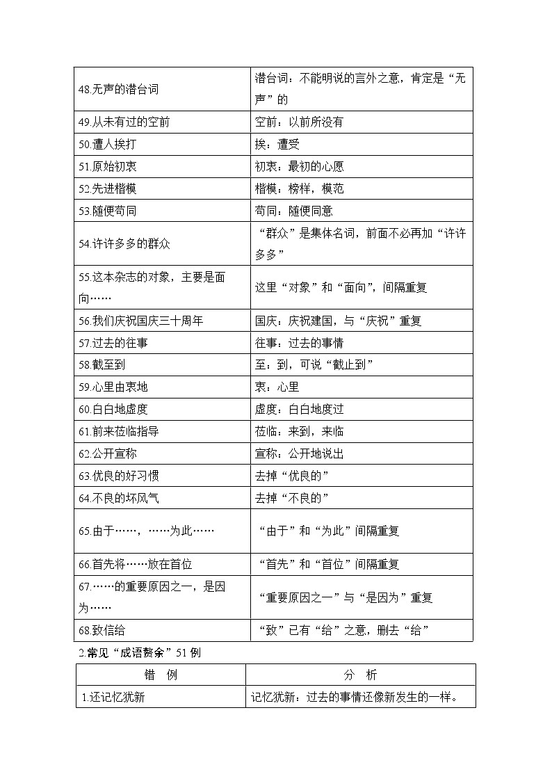 2021届新高考语文一轮总复习教学案：知识清单三　辨析并修改病句第3页