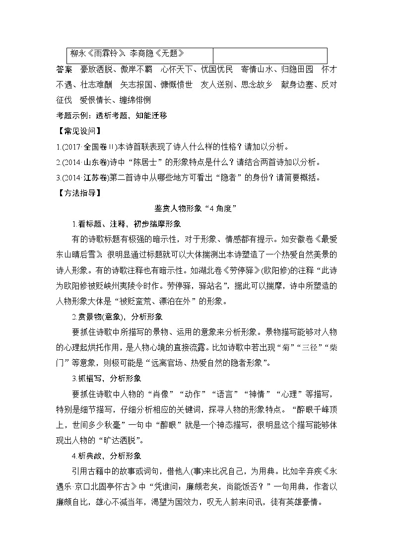 2021届江苏省高考语文一轮总复习教学案：诗歌阅读考点一鉴赏诗歌的形象02