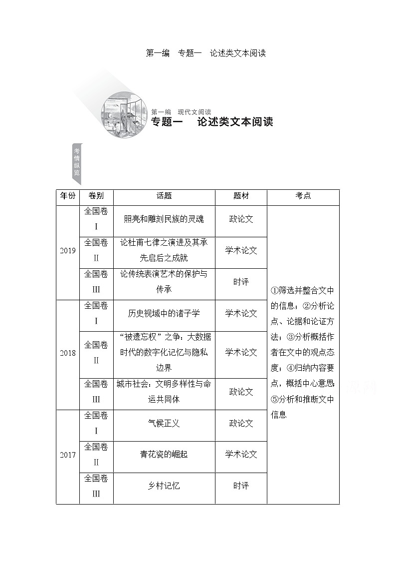 2021届高考语文一轮创新教学案：第1编专题一　论述类文本阅读01