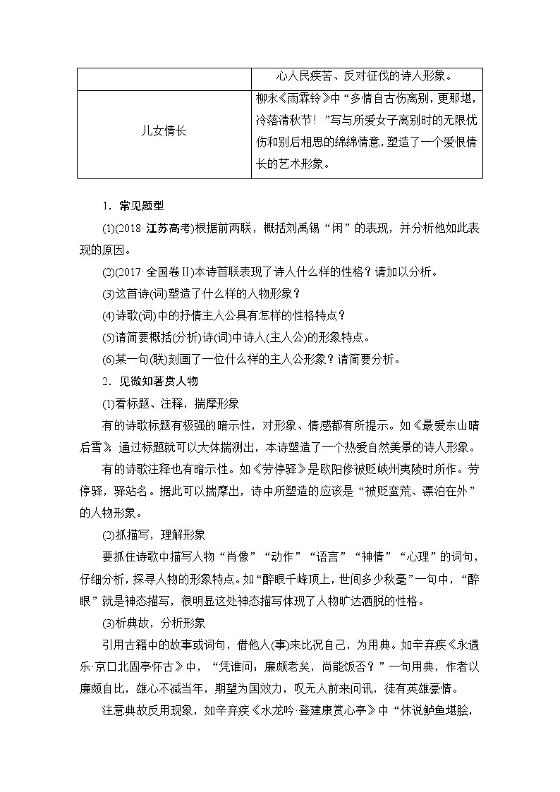 2021届高考语文一轮创新教学案：第2编专题二微案一　鉴赏古代诗歌的形象03
