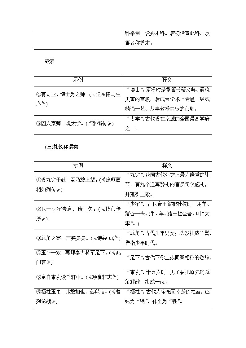 2021届高考语文一轮创新教学案：第2编专题一微案三　文化常识第2页