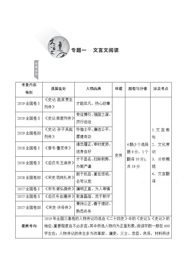 2021届高考语文一轮创新教学案：第2编专题一文言文阅读第1页