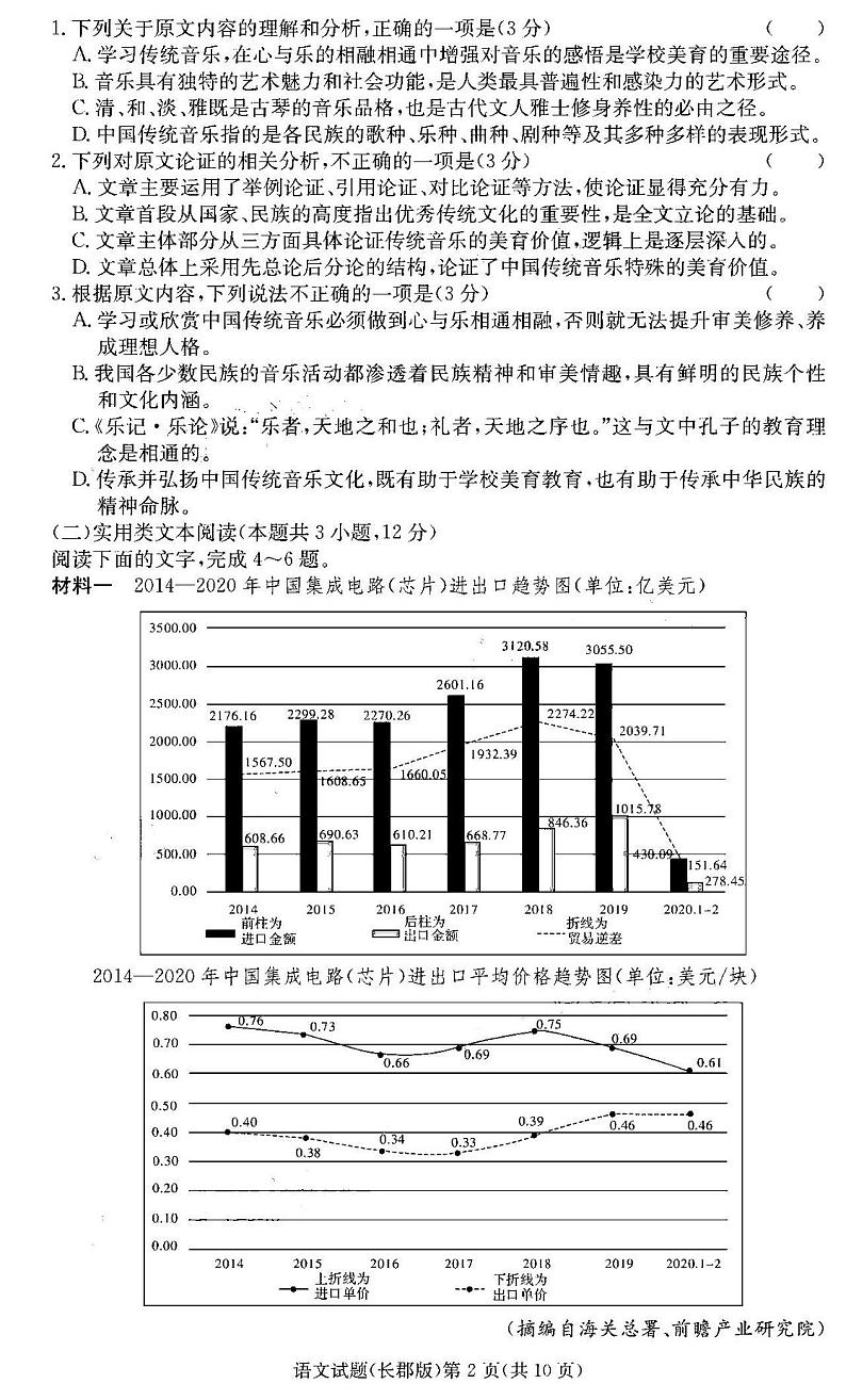 2021炎德英才大联考长郡中学高三月考(二)语文试卷答案解析02