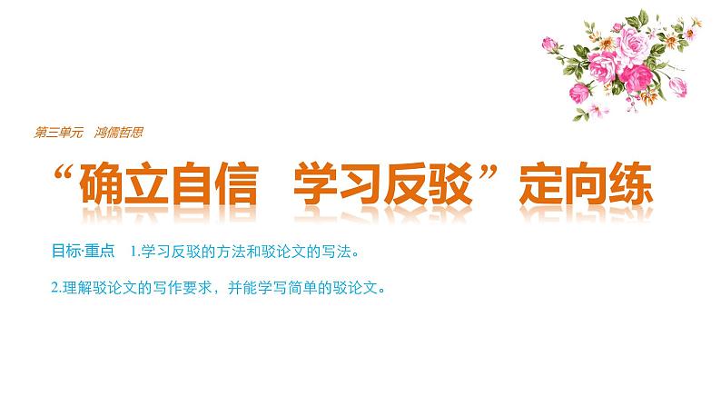 高中语文人教版必修四课件：第三单元 单元写作 “确立自信　学习反驳”定向练01