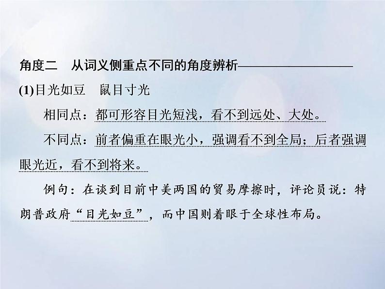 2021年高考语文高分技巧二轮复习专题七抢分点一成语运用题__准确辨析近义成语课件06