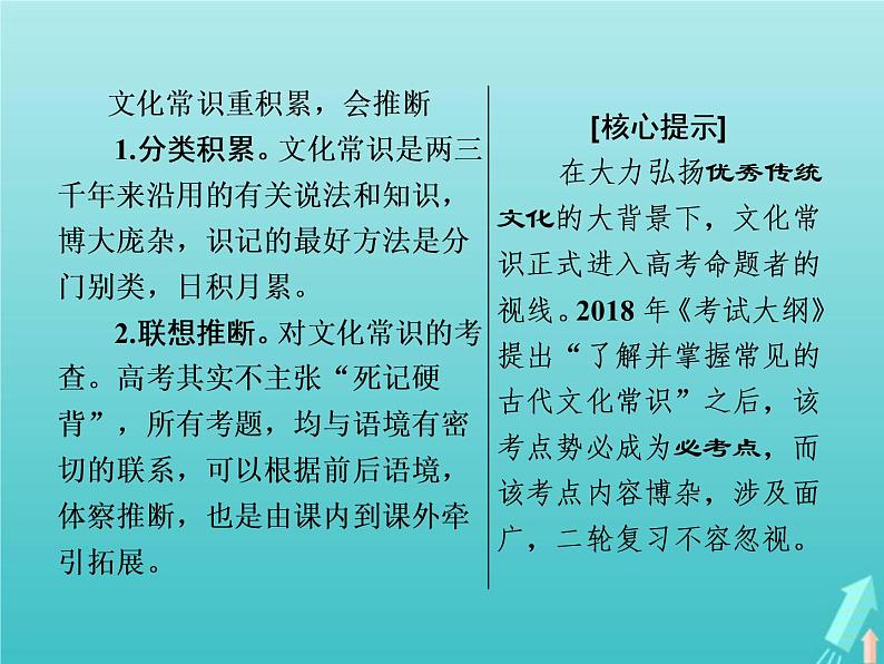 2021年高考语文高分技巧二轮复习专题五抢分点二文化常识题__重积累会推断课件第2页