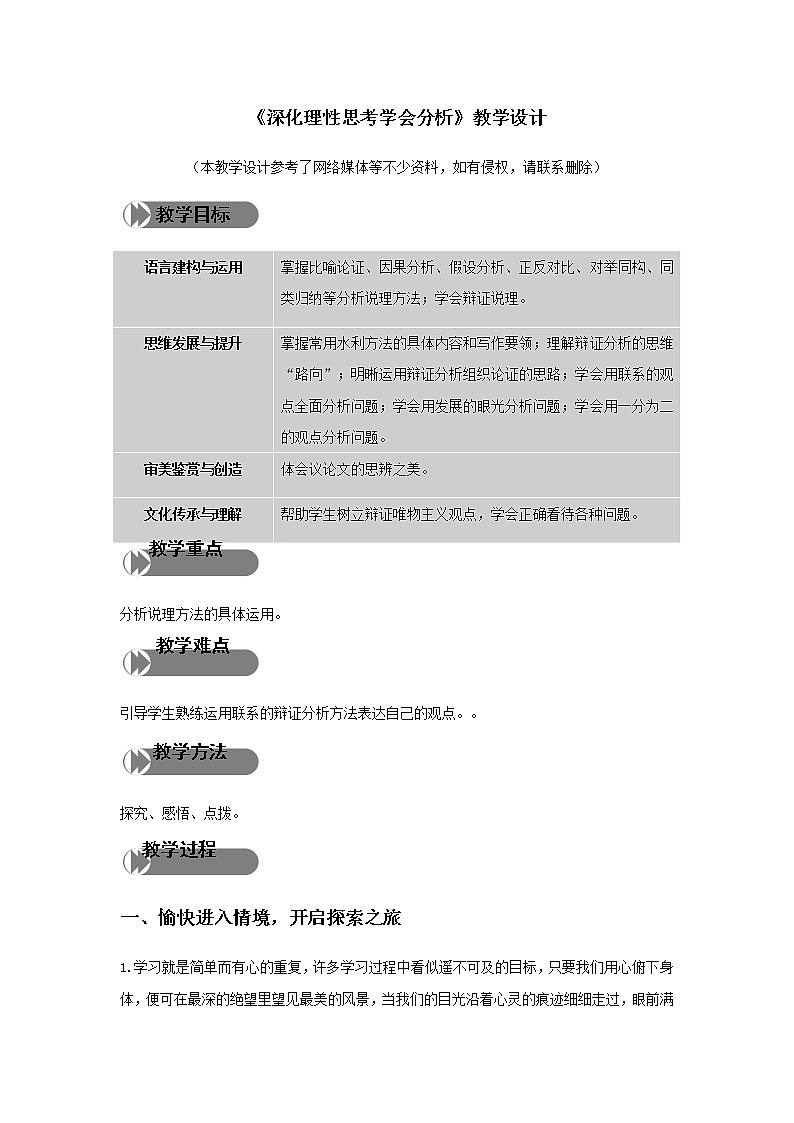 《作文指导：深化理性思考》教学设计01