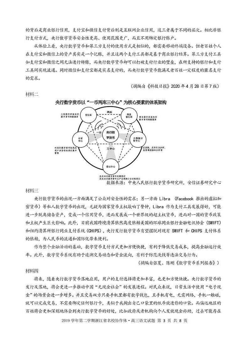2019学年第二学期浙江省名校协作体联考高三年级 语文试题（PDF版，含答案）第3页