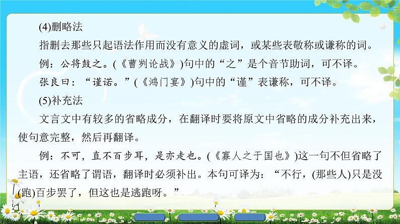 高中语文（人教版）必修1同步课件：第2单元 单元考点链接 文言文句子翻译06