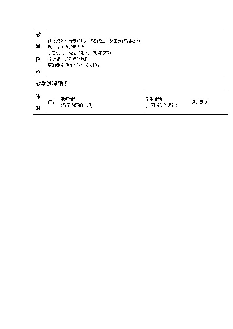 《桥边的老人》教学设计【高中语文选修外国小说欣赏人教版】02