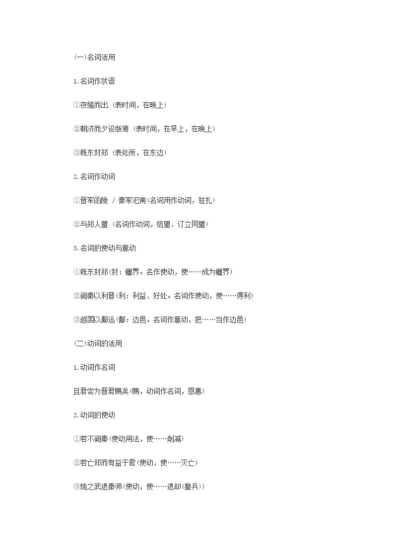 2020年高一语文重要知识点归纳总结烛之武退秦师素材02