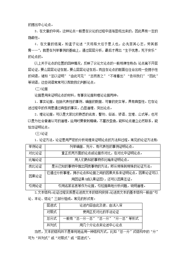 2020版高考语文一轮复习第二板块专题一第2讲论述类文本第2题__同为“论证题”布点更细密讲义含解02