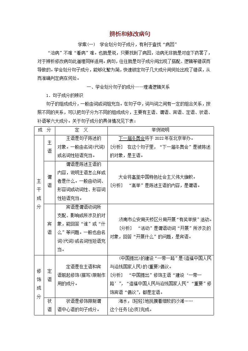2020版高考语文一轮复习第一板块专题一第2讲辨析和修改蹭讲义含解析01