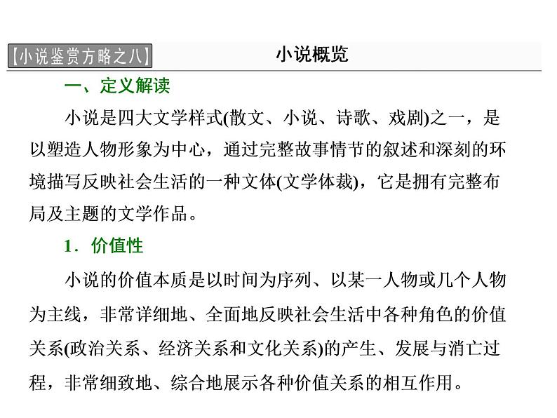 高中语文人教版选修《中国小说欣赏》课件：小说鉴赏方略之八 小说概览01