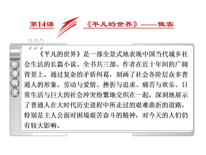 高中语文人教版选修《中国小说欣赏》课件：第14课《平凡的世界》——做客01