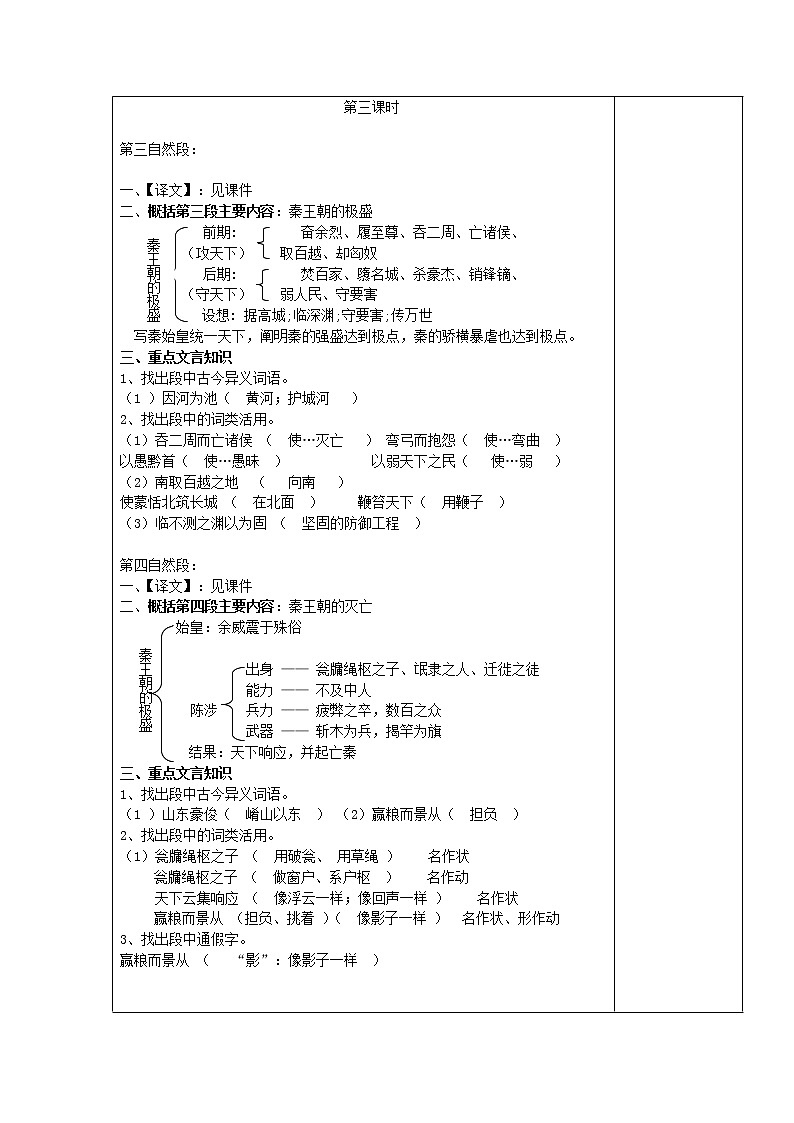 （人教版）必修三全套教案：10.过秦论303