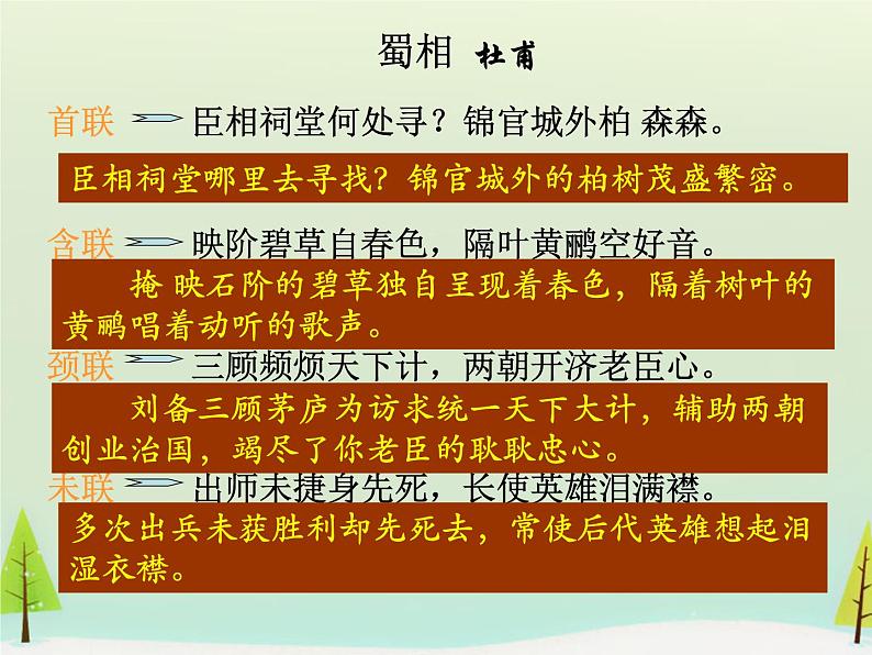 高中语文 第一单元 蜀相课件 新人教版选修《中国古代诗歌散文欣赏》07