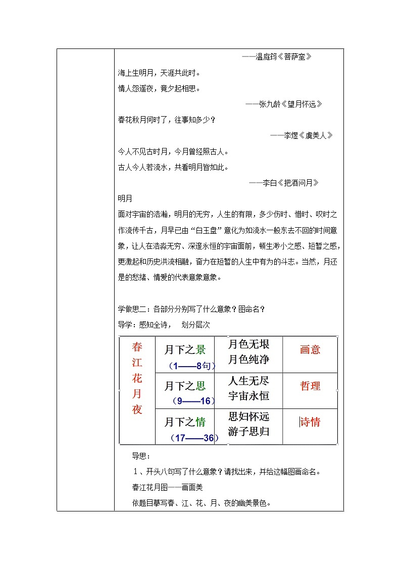 人教版高二语文选修《中国古代诗歌散文欣赏》教案：2.1春江花月夜03