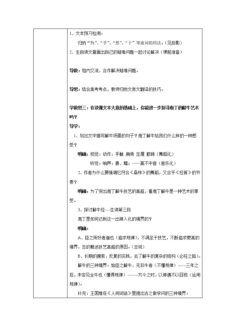 人教版高二语文选修《中国古代诗歌散文欣赏》教案：4.2庖丁解牛02