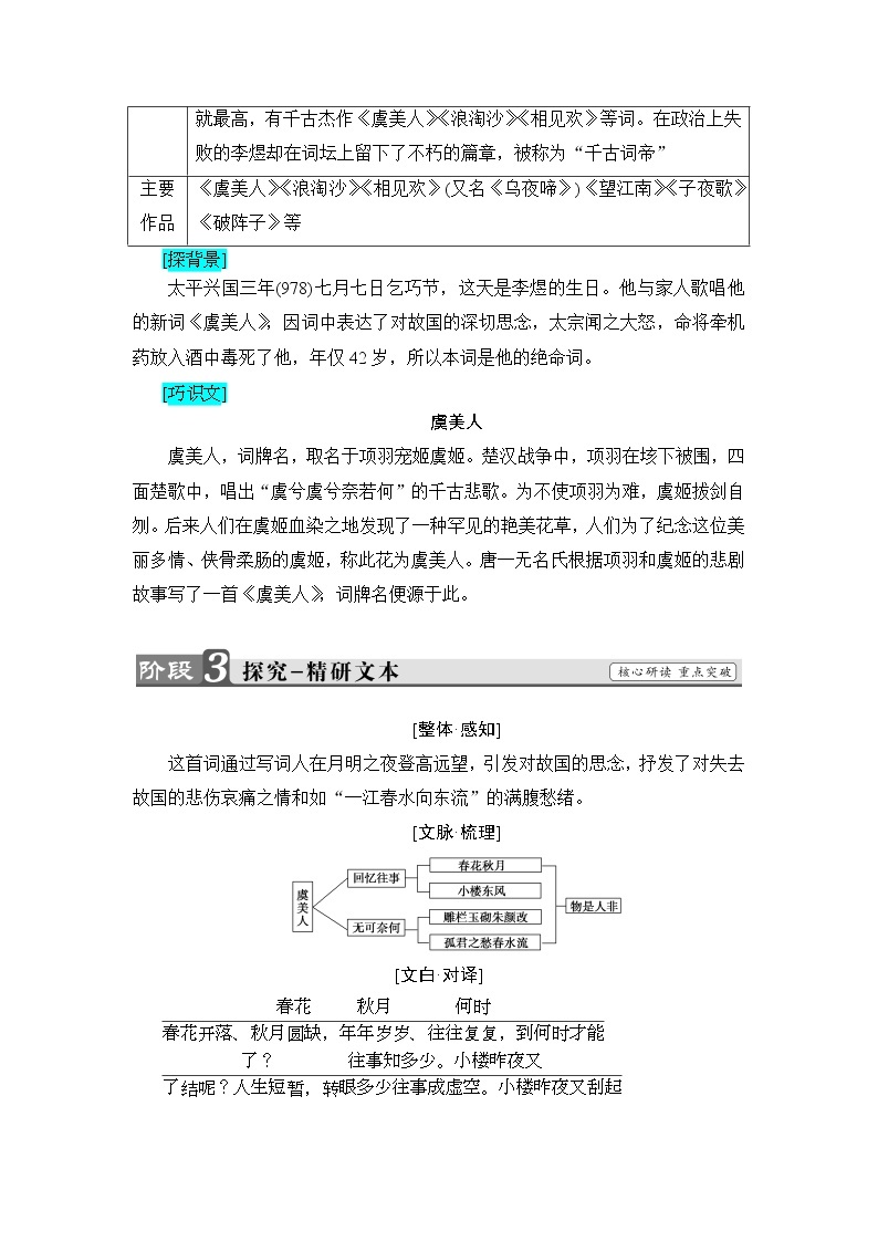 高中语文人教版《中国古代诗歌散文欣赏 》教师用书：诗歌之部 第3单元虞美人03