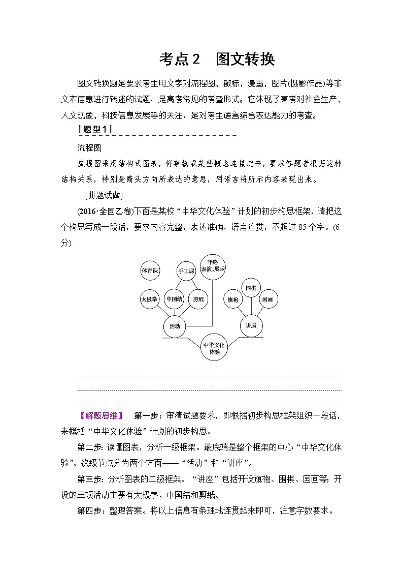 2018一轮浙江语文教案：第1部分 专题9 考点2 图文转换01