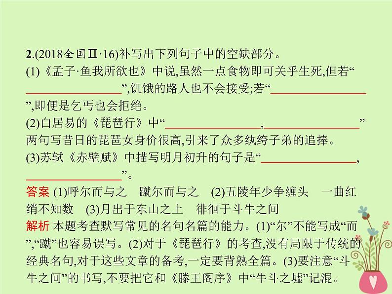 2019年高考语文一轮复习专题六名句名篇默写含高考真题课件0805