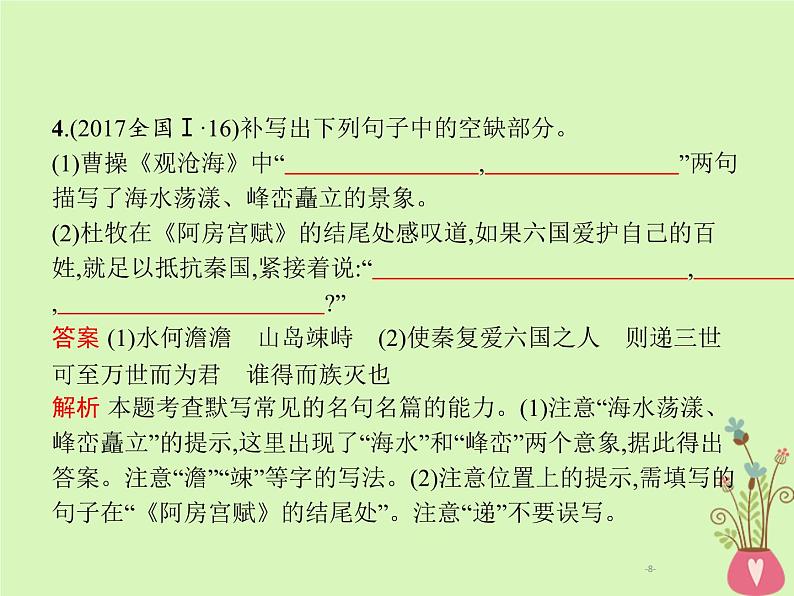 2019年高考语文一轮复习专题六名句名篇默写含高考真题课件0808